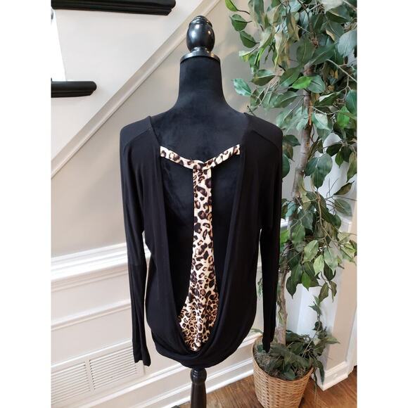 Lascana Venus Top Women M Black Long Sleeve Stretch Soft Rayon Backless Basic - Picture 7 of 11